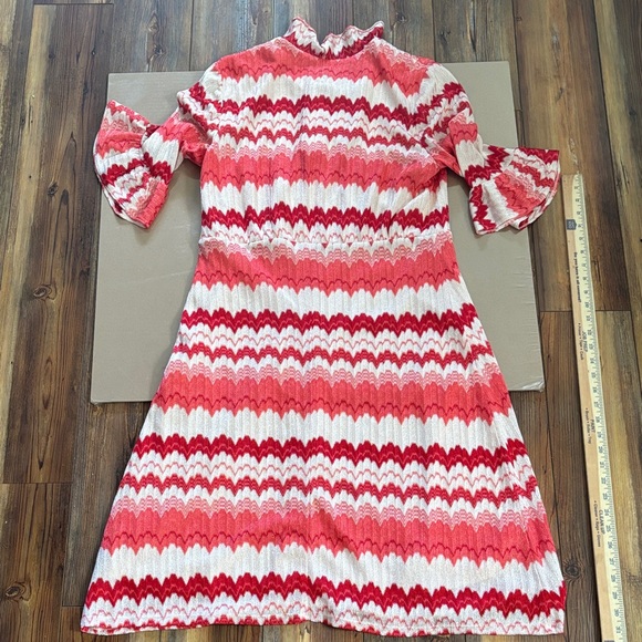 Donna Ricco Red and White Geometric Patterned Dress sz 14 - Picture 12 of 12